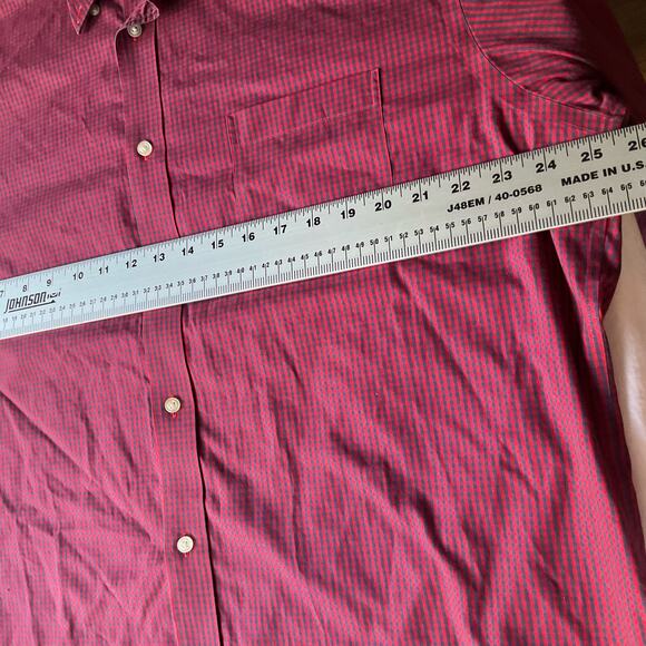 Land’s End Men’s Long Sleeve Button Down Shirt size XL (17-35), Bright Red Blue - Picture 4 of 9